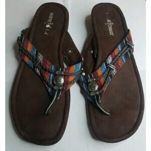 Minnetonka Women's Leather Thong Sandals Size 10 Boho Southwestern Hippie